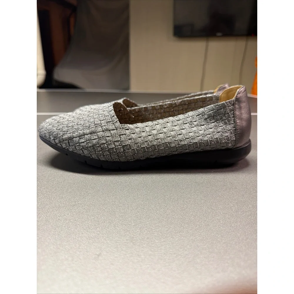 Comfortview Women's Size 9 WW Bethany Silver Woven Fabric Slip On